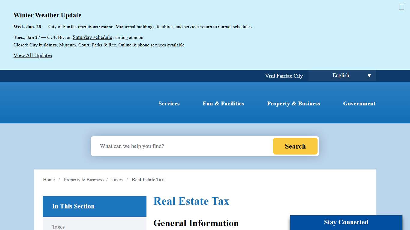 Real Estate Tax City of Fairfax, VA